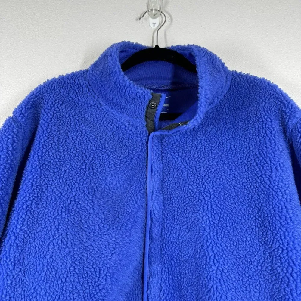 Nike Yoga Men’s Sherpa Pullover Sweatshirt Loose Fit Blue Activewear Size XL